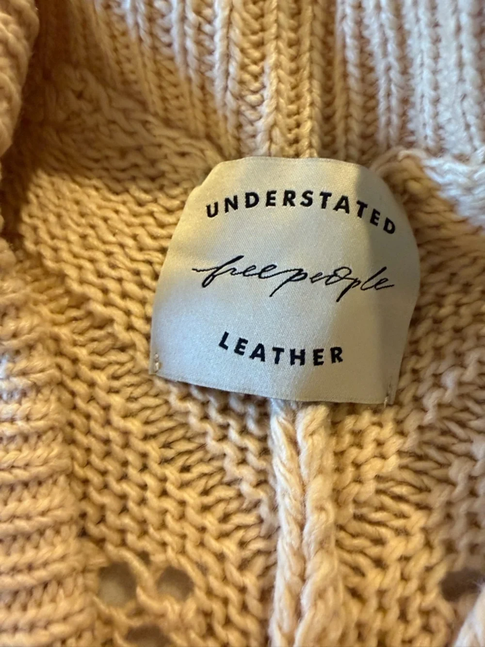 Free People Understated Eyelet Fringe Knit Poncho Sweater Women's OS